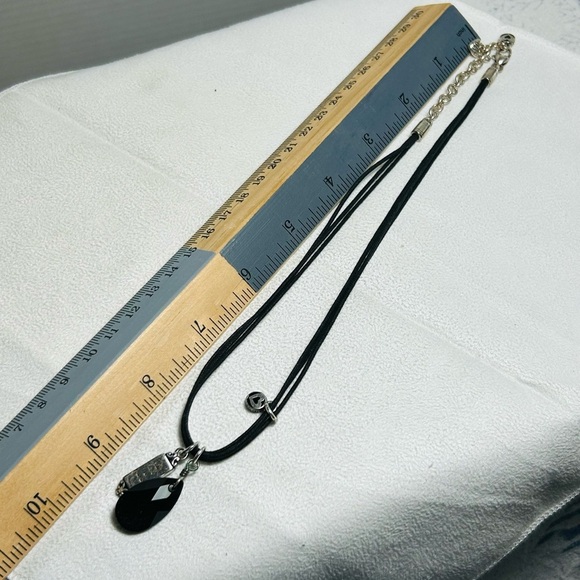 Brighton Blessings Cross Necklace 3 Pendants Crystal Black Cord Silver Plated - Picture 4 of 11